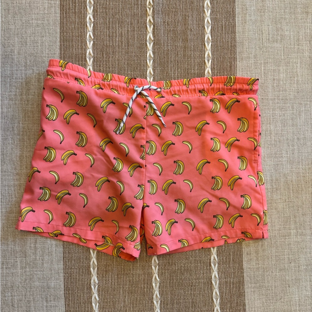 Pink Banana Print Swim Shorts